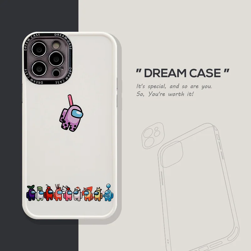 

For iPhone Case Among Us Game TPU Protect Cover For iPhone 11 12 Pro X XR XS Max Shockproof Phone Case With Removable Lens Case