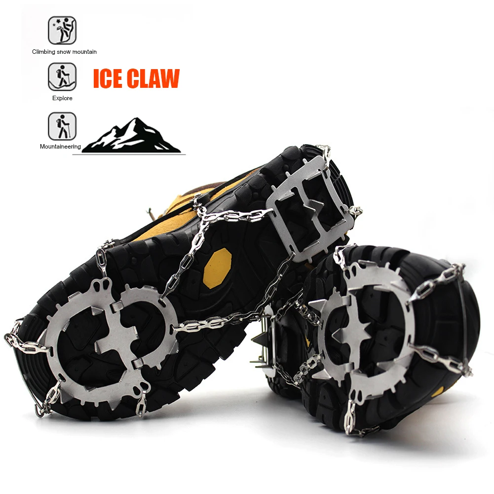 

Anti Slip Ice Gripper Spikes Cleats 18 Teeth Outdoor Climbing Snow Shoe Crampons Travelling Easy Carrying Portable Parts