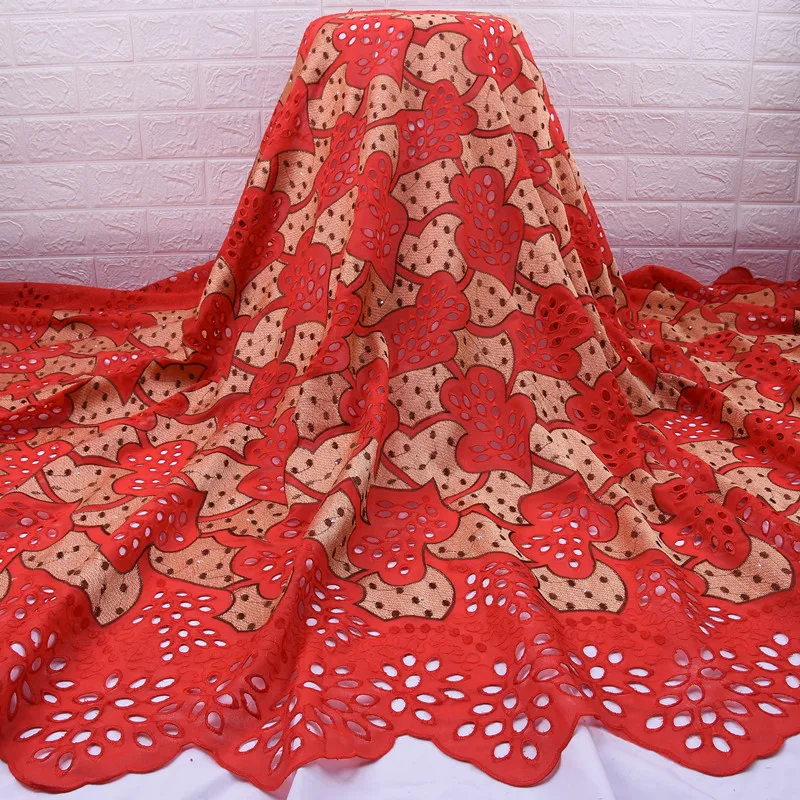 

Zhenguiru Red African Lace Fabric New Arrival Swiss Voile Lace In Switzerland For Wedding Nigerian Lace Fabric With Stones A1788