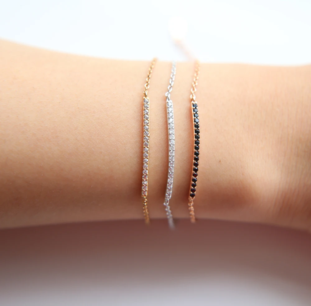 Многометаллический цветной браслет с белым черным фианитом Настоящее серебро 925