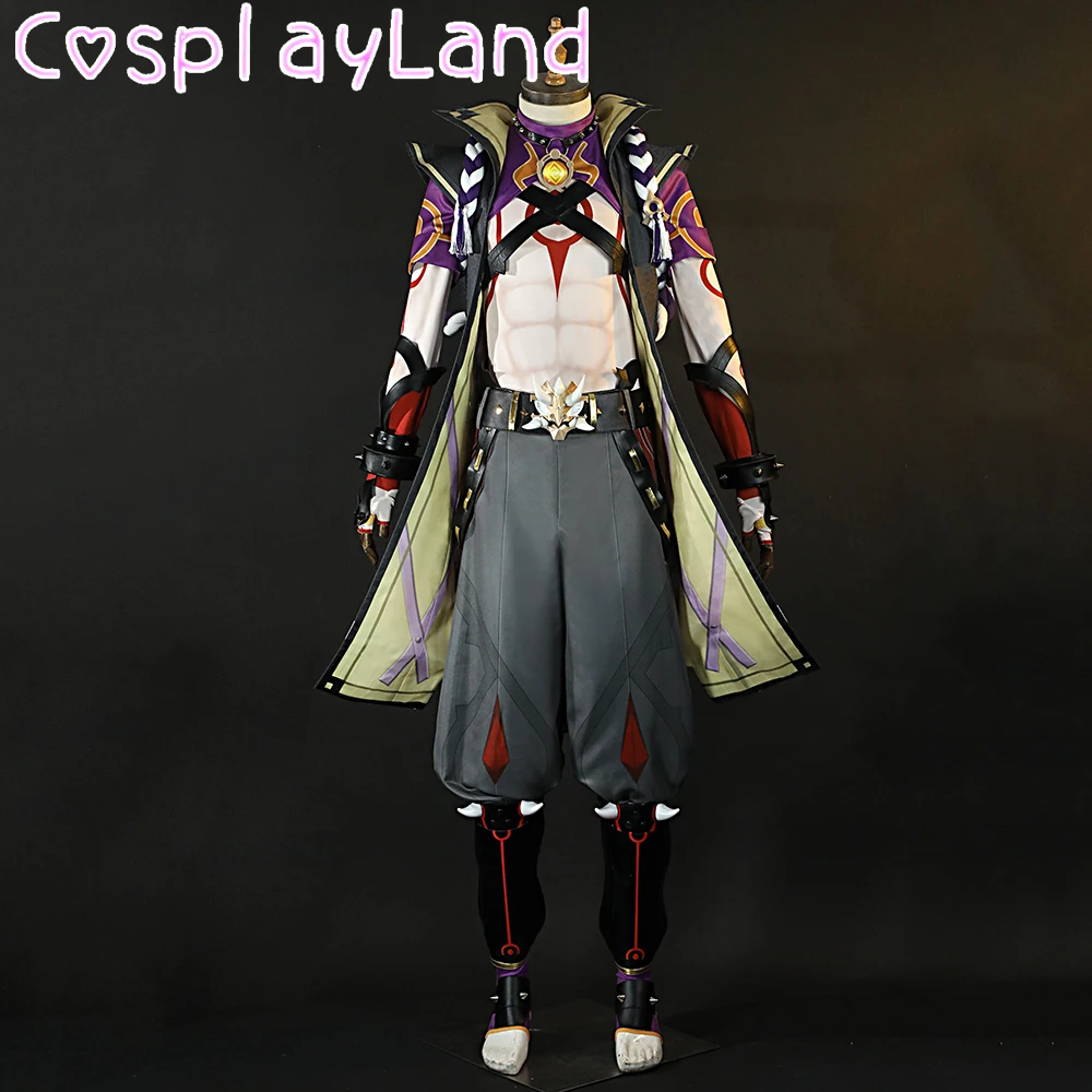 

Игровой костюм Genshin Impact для косплея, костюм Arataki мотто, наряд для Хэллоуина для мужчин, костюм Arataki мотто, для ролевых игр, искусственная кожа