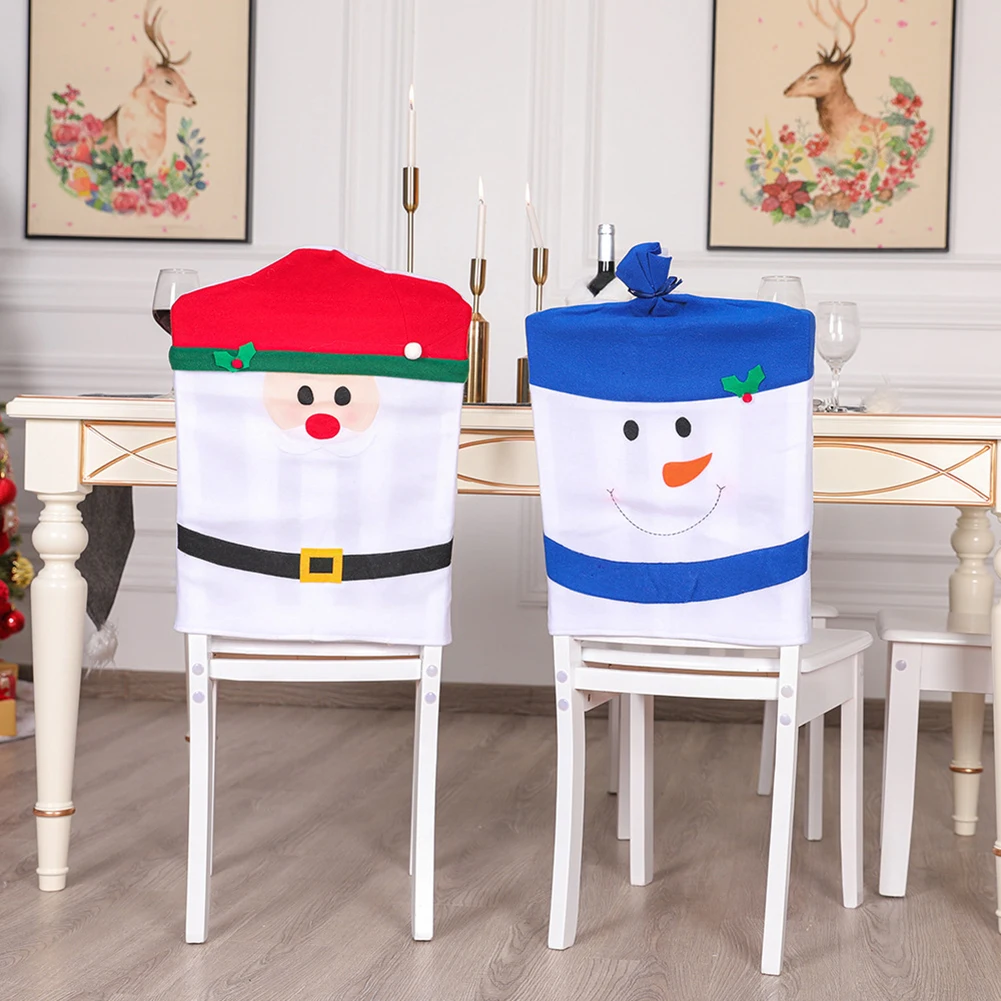 

Chair Covers Protector Seat Slipcovers Christmas Decoration Chair Back Cover Festival Prop for New Year Party Supplies