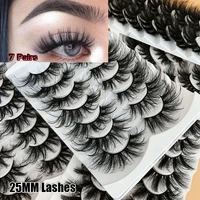 7 pair 25mm eye extension tool eye lashes fluffy thick messy false eyelashes 6d faxu mink hair 25mm lashes