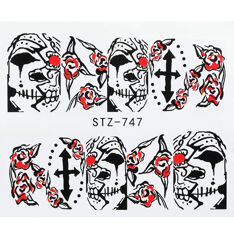 1 шт Хэллоуин наклейки для ногтей Ужас Череп Кость сексуальные большие глаза