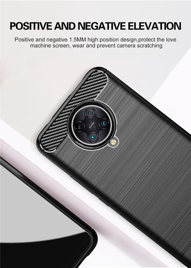 Противоударный чехол из углеродного волокна для Xiaomi Poco f2 pro мягкий силиконовый
