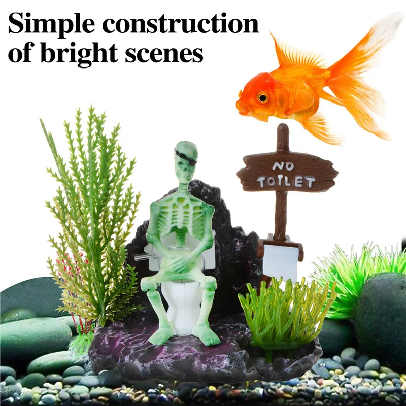 Саим аквариум орнамент череп Вени пиратские скелеты на туалете живая экшн Смола