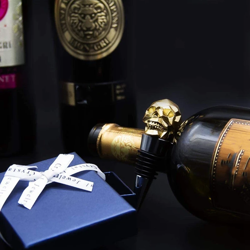 

Wine Toppers Stopper for Wine Bottles Beverage Saver Air Vacuum Gold Skull Stoppers Bar Accessories