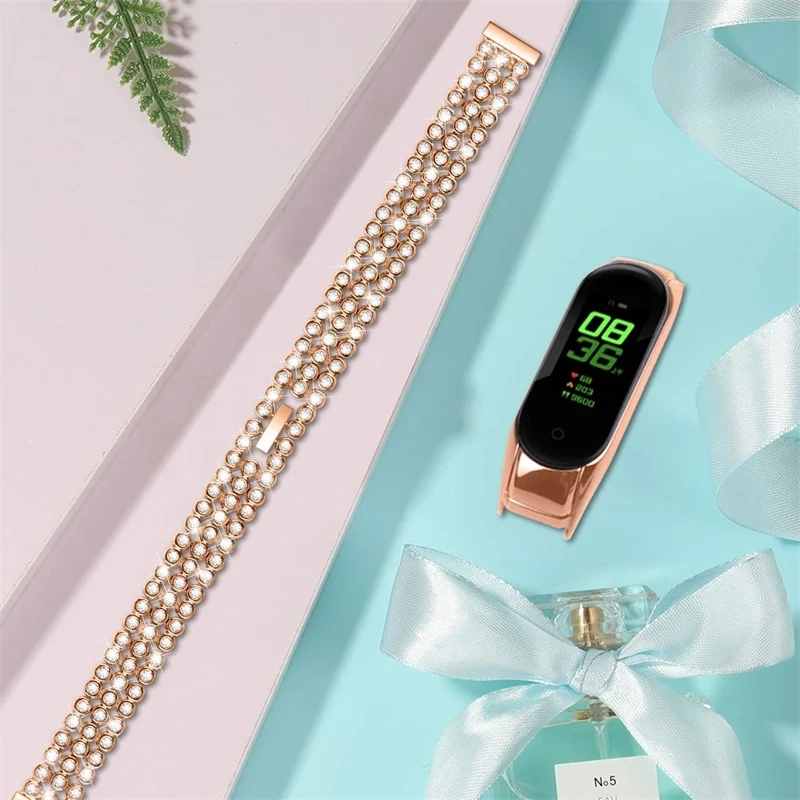 

Cellacity Wristband Suitable for Mi 3 Bracelet MI4 Mi 5 Round Bead Flash Diamond Metal Stainless Steel Replacement Strap 2020