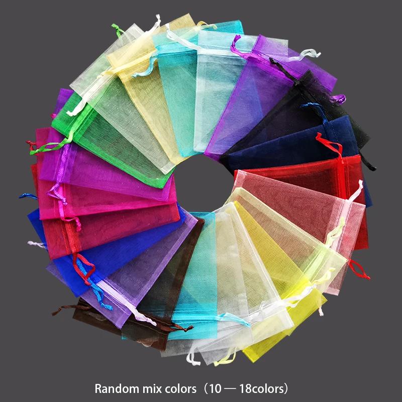 

20pcs/lot 7*9/9*12/10*15/11*16/13*18cm Drawstring Organza Pouches Jewelry Packaging Bags Wedding Party SmallGift Bag
