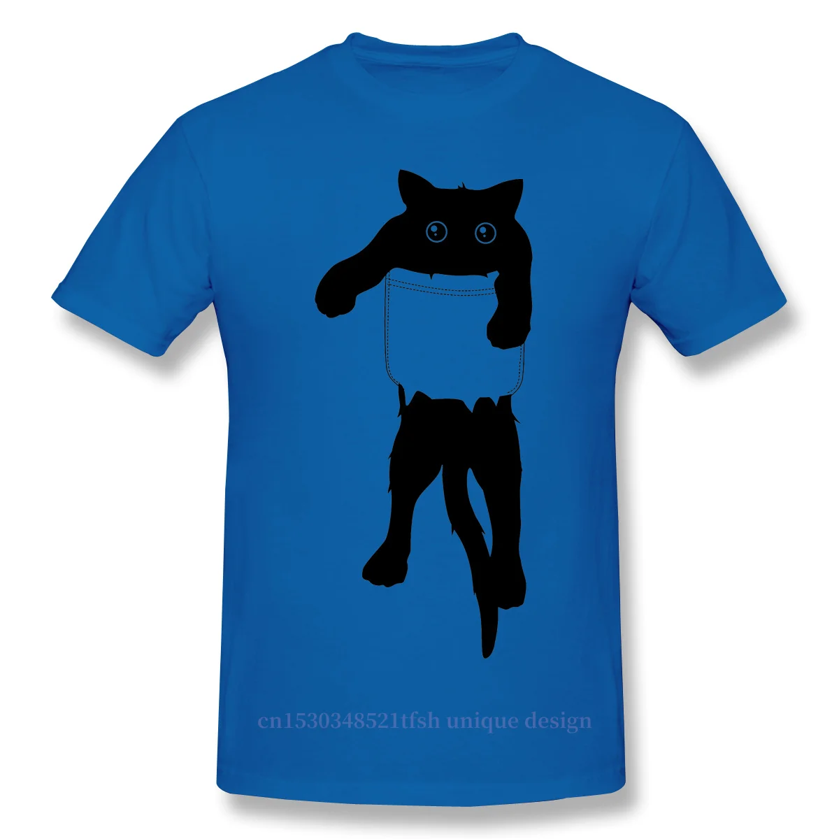 

Hang Loose Black Cat Pocket Art Print Cotton T-Shirt Camiseta Hombre Funny Cats And Dogs Humor For Men Fashion Streetwear Shirt