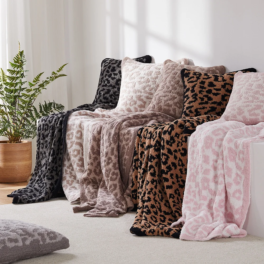 Funda de almohada de leopardo descalzo, funda de almohada de punto de medio cachemir, sof&aacute;, dormitorio, decoraci&oacute;n del hogar-4