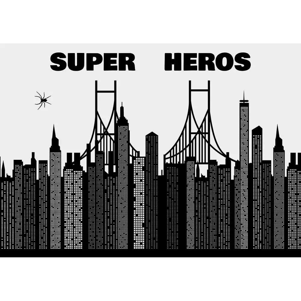 Фон для фотосъемки с изображением пауков и зданий напечатанный на компьютере фон