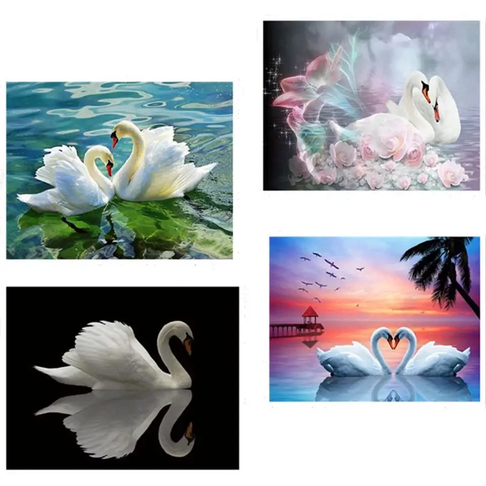 

NEW HOME 5D DIY diamond painting handmade cross-stitch "White Swan" room decor full rhinestone inlay embroidery art craft sewing