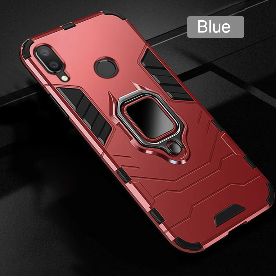 Роскошный защитный противоударный чехол для Xiaomi Redmi Note 7 5 6 Pro, силиконовый чехол s для Xiaomi Redmi 7 6, автомобильный держатель, чехол с кольцом - Цвет: Red