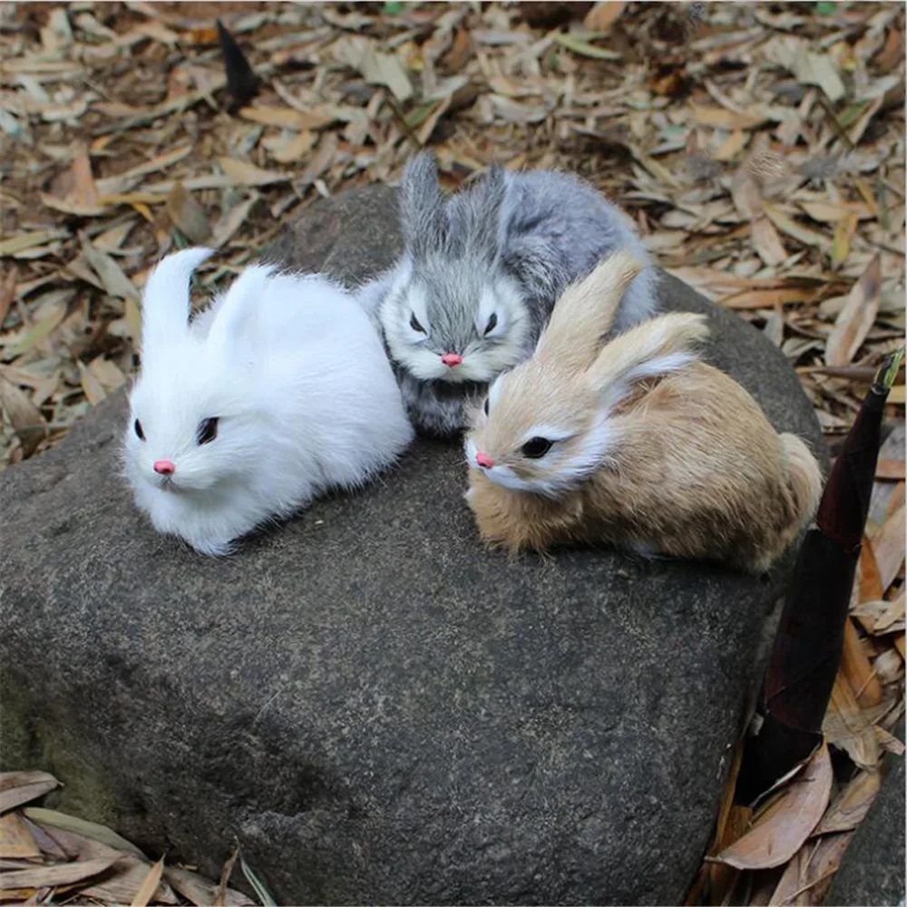 

15*6CM Mini Realistic Plush Rabbits Kids Toys Decorations Birthday Gift Lifelike Artificial Animal pocket Bunny Plush Toys Model