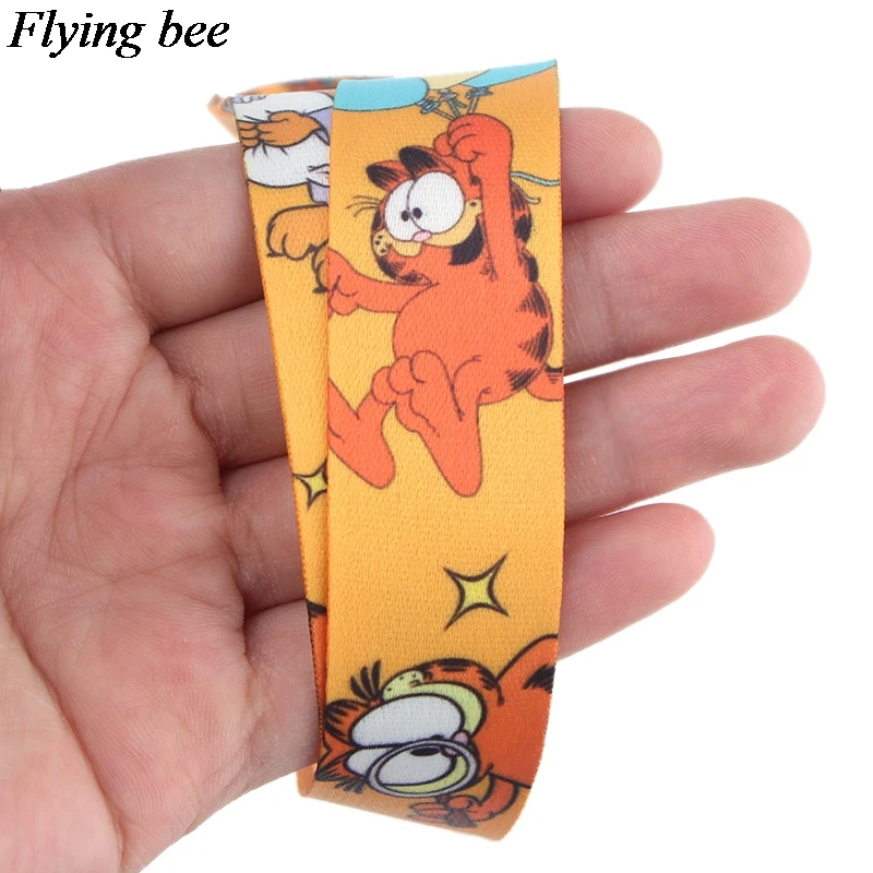 Flyingbee Новая мода Кот Печатный шнурок ключевой ремень для ключей телефона