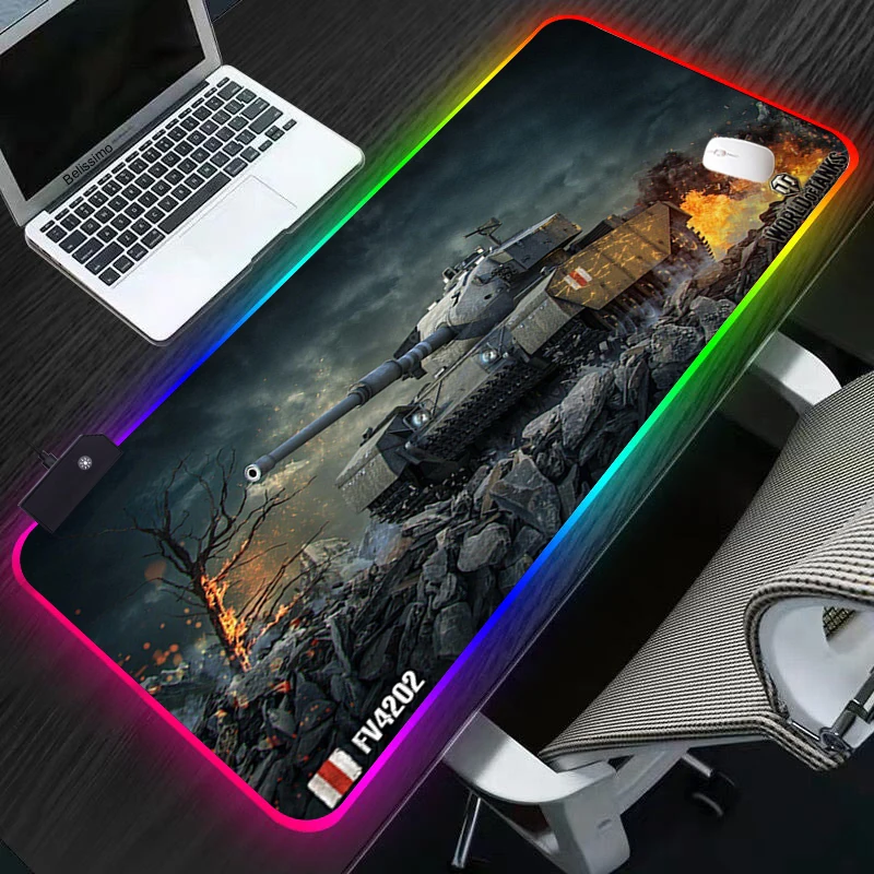 

Anime RGB World Of Tank Gaming Mousepad Lock Edge waterproof Mouse carpet Rubber Gamer Laptop Desk Mat mouse pad mause gamer