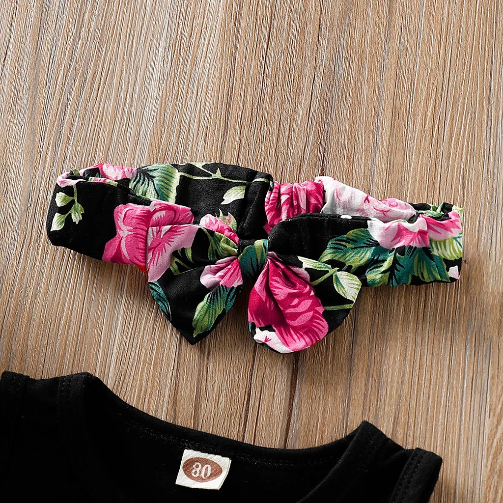 

Baby Clothes Suit Toddler Baby Girl Letter Vest Tops+Floral Print Shorts+Headbands Set Outfit Baby Costume ropa bebes 2021 New #
