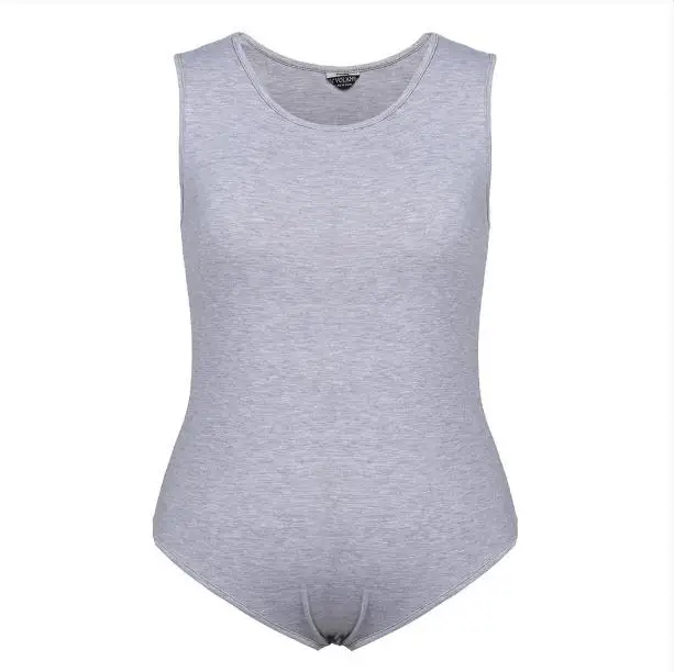 Light Gray IN'VOLAND, женские сексуальные боди размера плюс XL-5XL, облегающие комбинезоны без рукавов, одноцветные комбинезоны больших размеров - Цвет: Light Gray