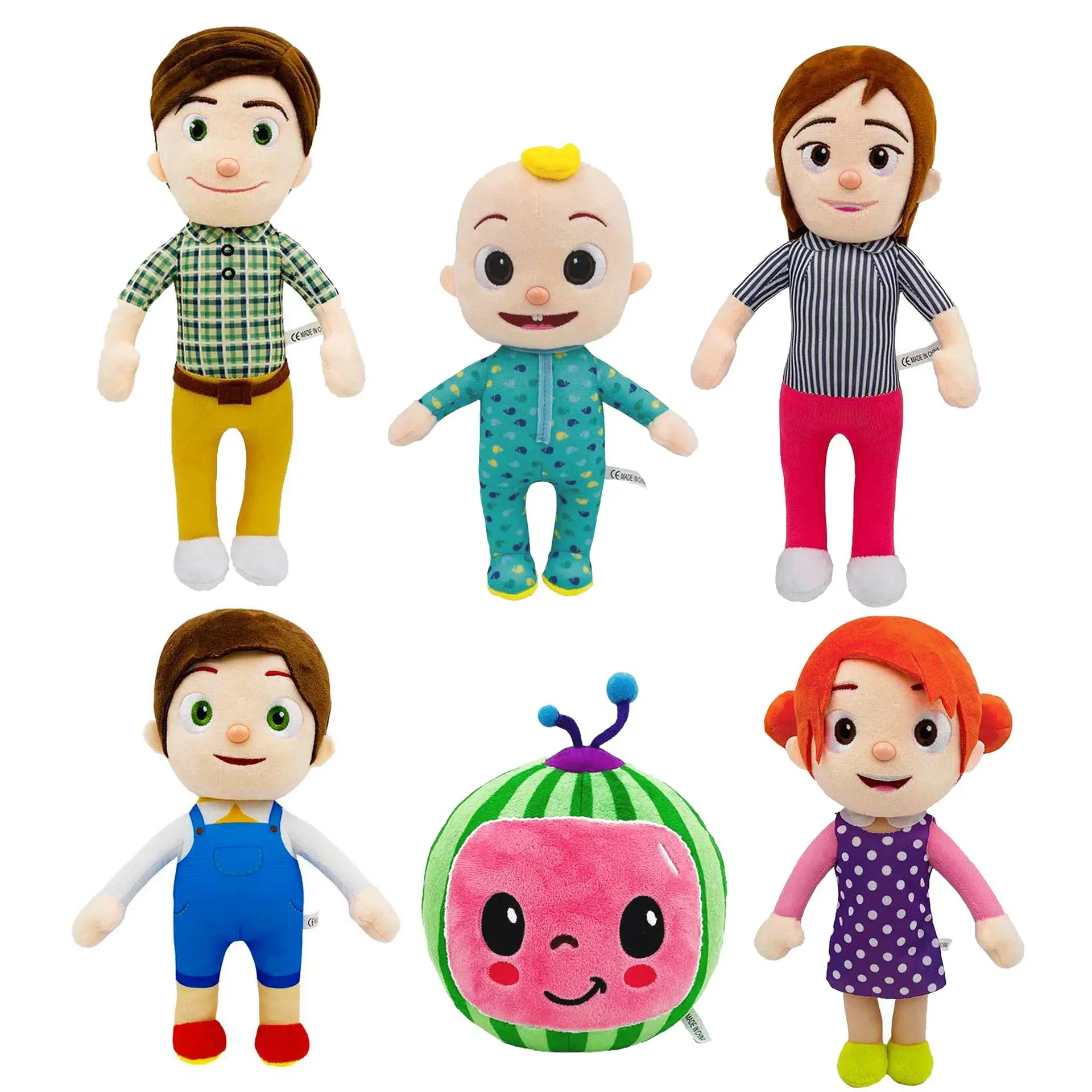 

6 шт./лот Cocomelon JJ брата и сестры, папа и мама, а так же плюшевые игрушки куклы Cocomelon плюшевые мягкие игрушки для детей, подарок