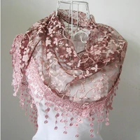 colored rose embroidery lace triangle pendant soft scarf female autumn shawls fashion and elegant perfect gift