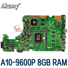 X555QG A10-9600P 8GB RAM Mainboard For ASUS X555 X555Q X555QG A555 A555Q A555QG Laptop Motherboard 100% Tested