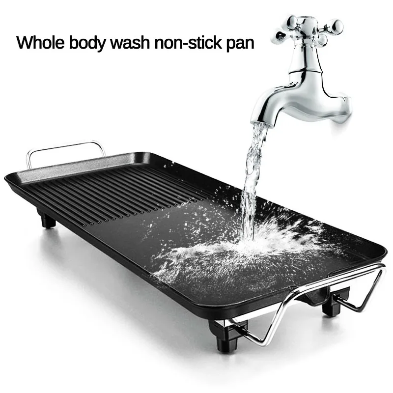 new korean household electric oven smokeless nonstick barbecue machine electric hotplate teppanyaki grilled meat pan 1400w free global shipping