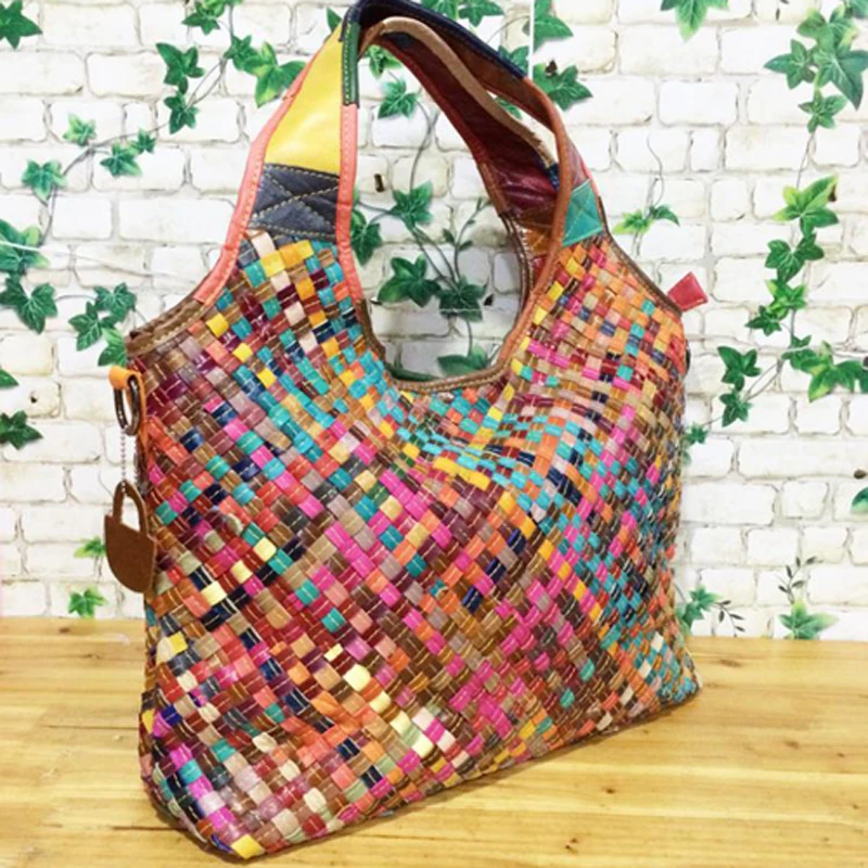 

2020 Summer New Fashion Straw Bags Summer Rainbow Colors Female Bag Beach Handbag
