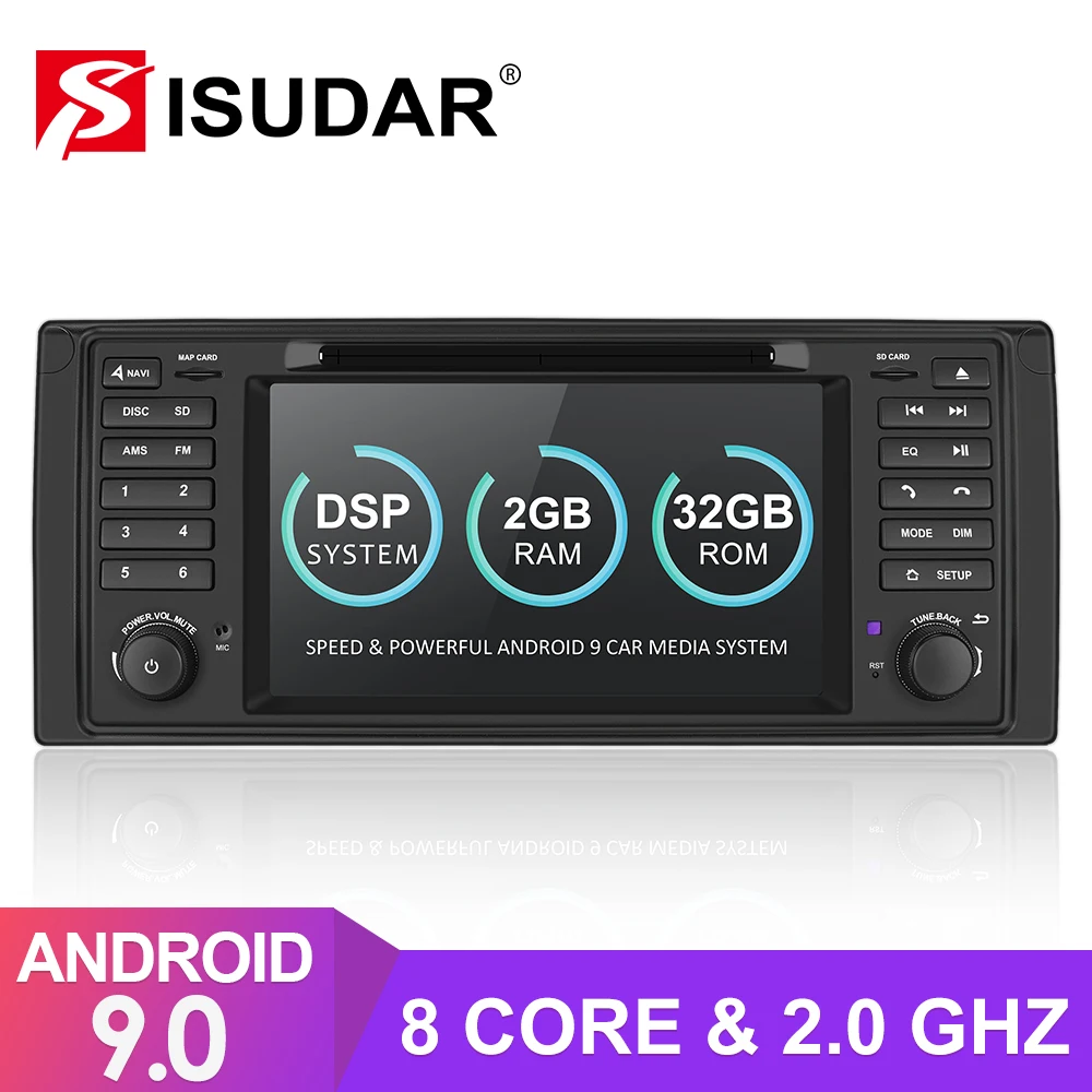 Isudar 1 Din Авто Радио Android 9 для BMW 5 серии/E39 автомобильный мультимедийный навигатор