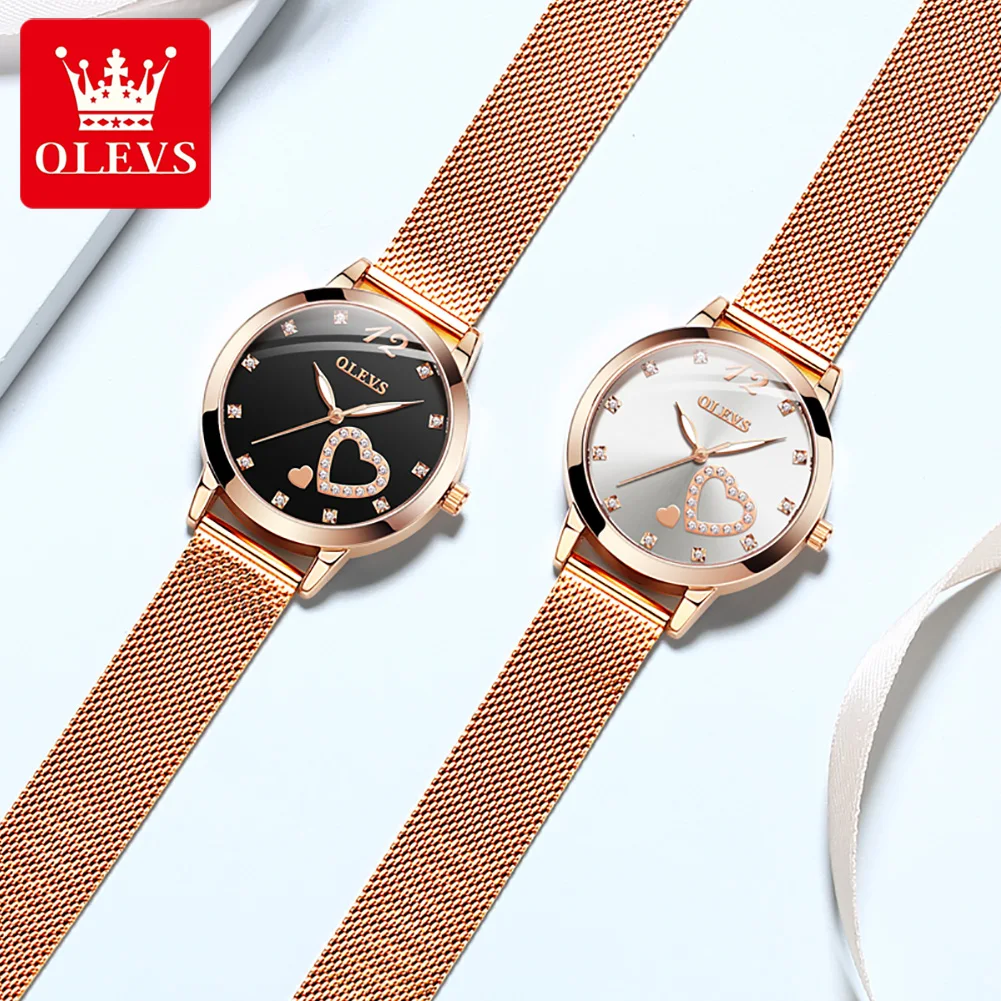 

OLEVS Top Brand Luxury Ladies Watch Simple Fashion Stainless Steel Women Watch Waterproof Romantic Quartz Wristwatch Couple Gift