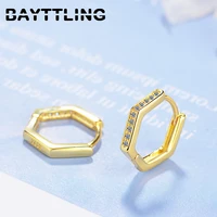 bayttling silver color 12mm goldsilver luxury round zircon hoop earrings for feminine charm wedding gift jewelry