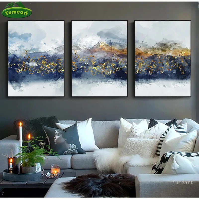 Креативная Картина на холсте Риверсайд и гор современный пейзаж плакат печать