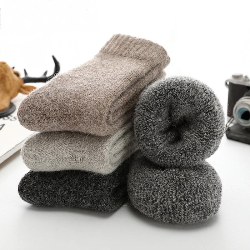 

1 Pair Super Thicker Solid Socks Merino Wool Rabbit Socks Against Cold Snow Russia Winter Warm Funny Happy Male Men Socks