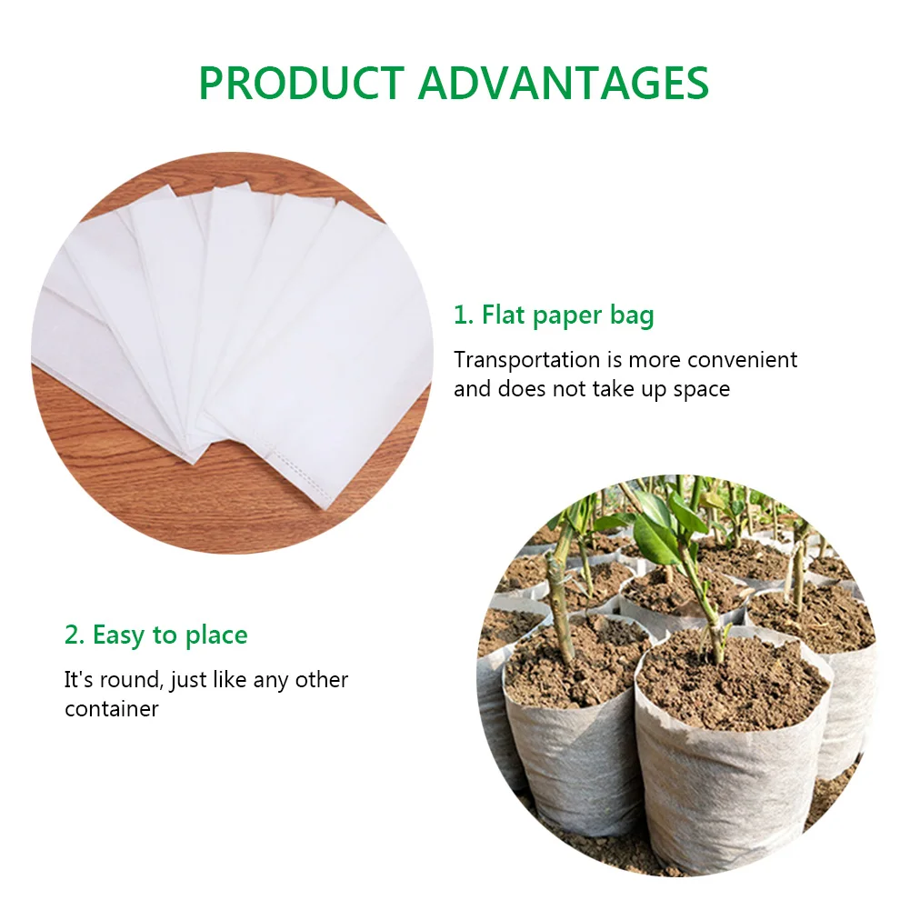 20 sizes Biodegradable Nonwoven Garden Fabric Nursery Plant Grow Bags Seedling Growing Planter Planting Pots Eco-Friendly Bag | Дом и сад