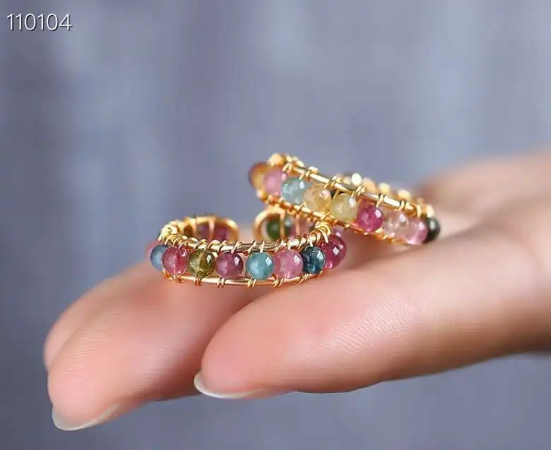 Женское кольцо с турмалиновым кристаллом регулируемый размер 4 мм|Кольца| |