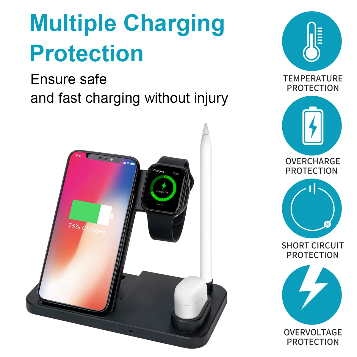 4 в 1 Беспроводное зарядное устройство для iPhone X XS XR 8 быстрая Беспроводная
