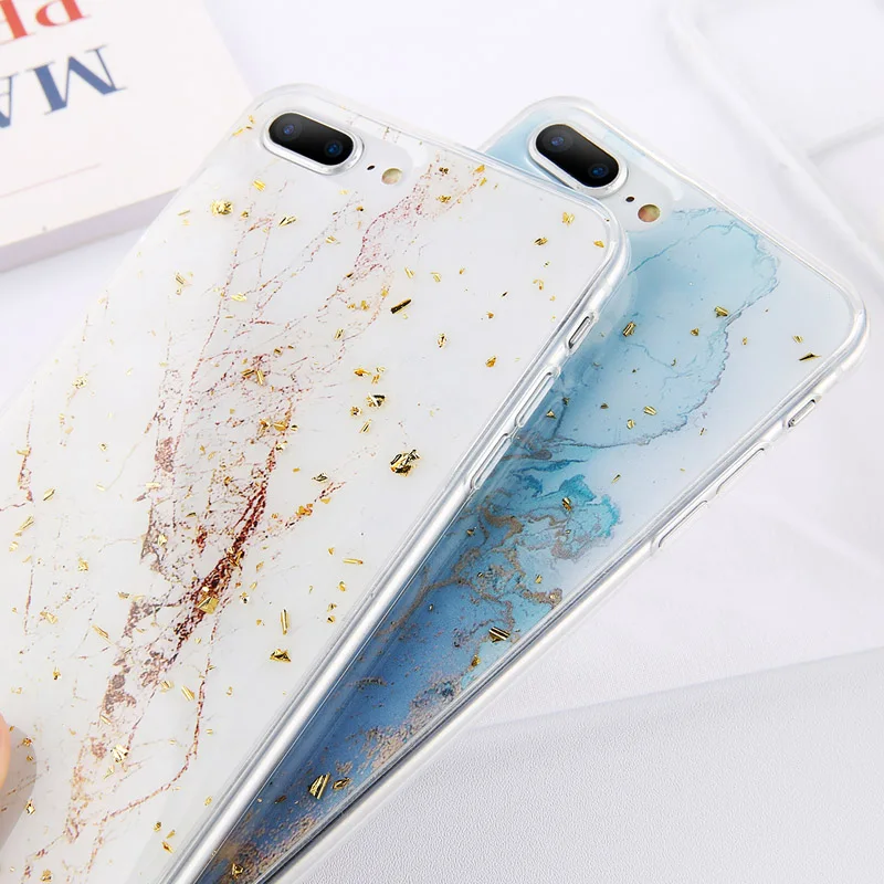 Lovebay Золотая фольга Bling marble для iPhone 11 Pro Max X XS Max XR чехол для телефона мягкий ТПУ чехол для iPhone 7 8 6 6s Plus блестящий чехол