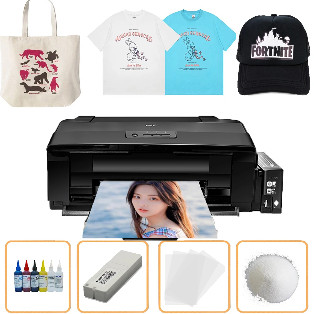 

DTF Printer For Epson L1800 DTF Printer +DTF Supplies DIY T Shirt Transfer Any Fabric Materials T Shirt printing machine