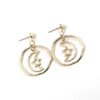 west bomian moon stars fashion street style trend gold plated earrings earrings fun hollow earrings womens earrings