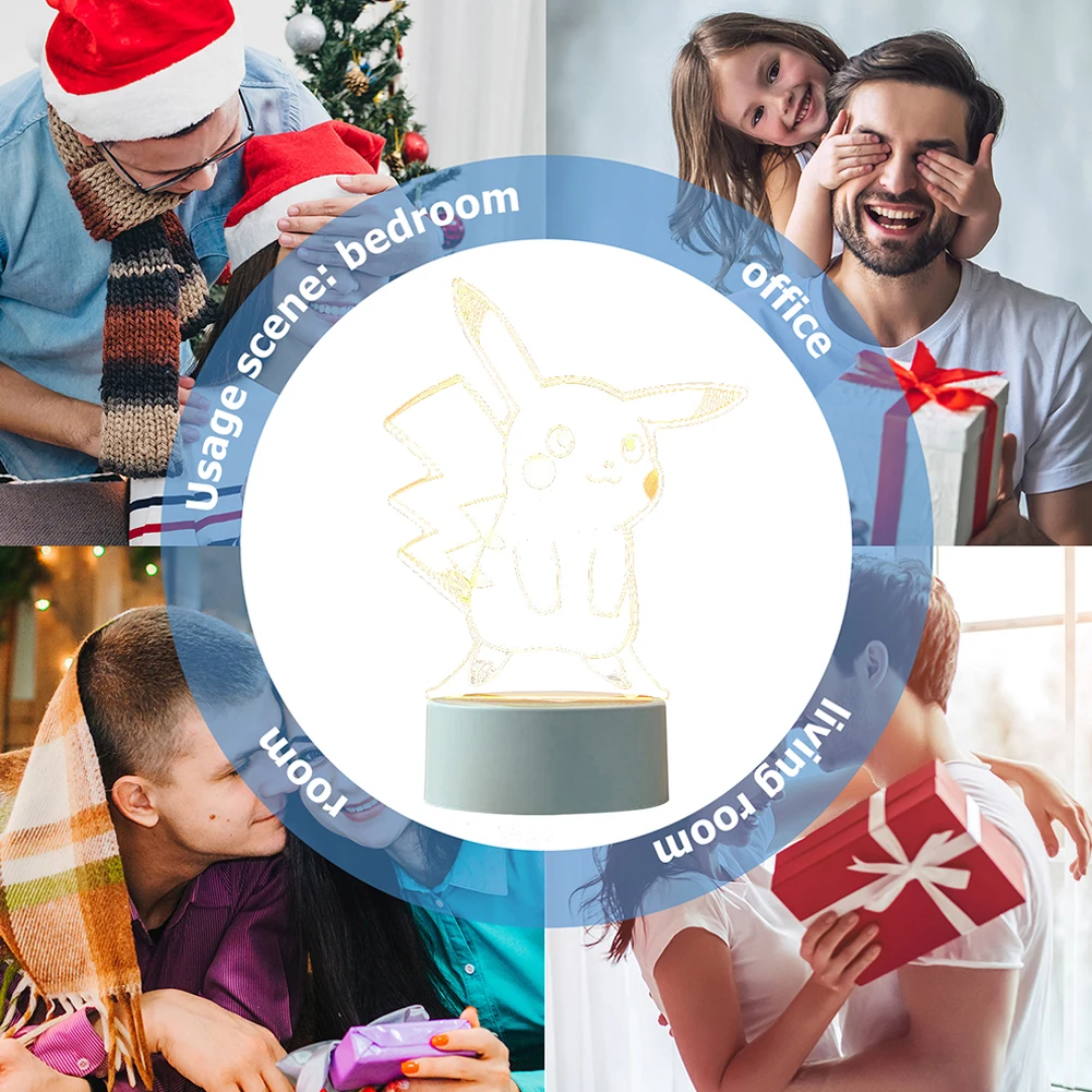 Акриловая Светодиодная лампа 3D прикроватный ночник с USB для детской спальни