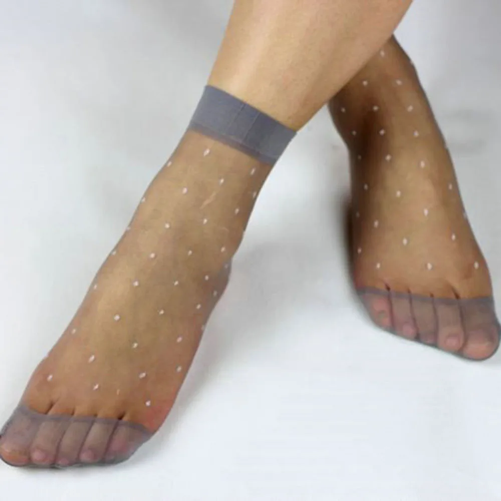 Летние модные прозрачные носки 10 пары/уп. тонкие с кристаллами блестящие