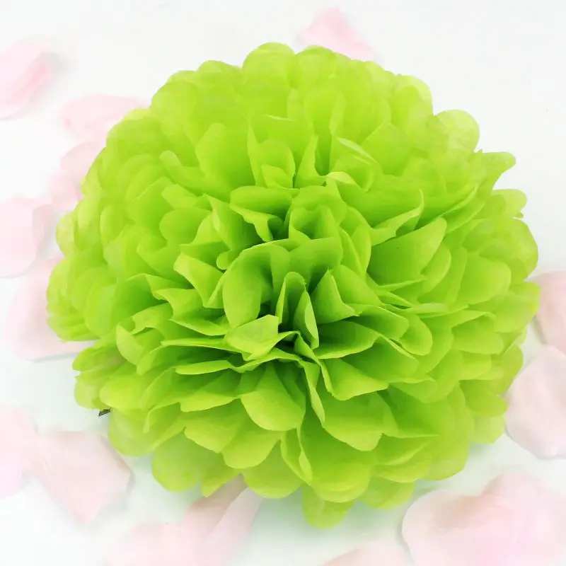 light green 12 см/15 см/20 см/25 см/30 см/35 см(для детей в возрасте от 4 до 14 лет дюйма), свадебных платьев, декоративных изделий и Бумага помпонами шарики-Помпоны вечерние дома декоративная ткань/День Святого Валентина Декор - Цвет: light green