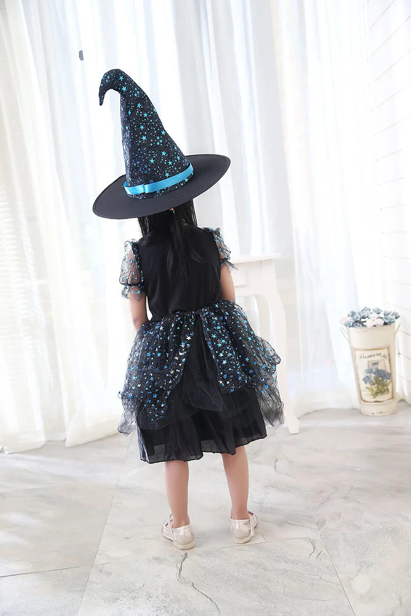 Милый костюм ведьмы на Хэллоуин для маленьких девочек детское Забавное платье