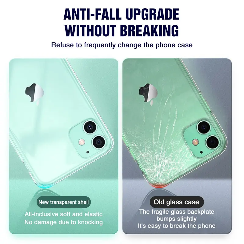 Силиконовый чехол для iPhone 12 11 Pro X XR XS Max 6 7 8 Plus прозрачные чехлы SE 2020 противоударный