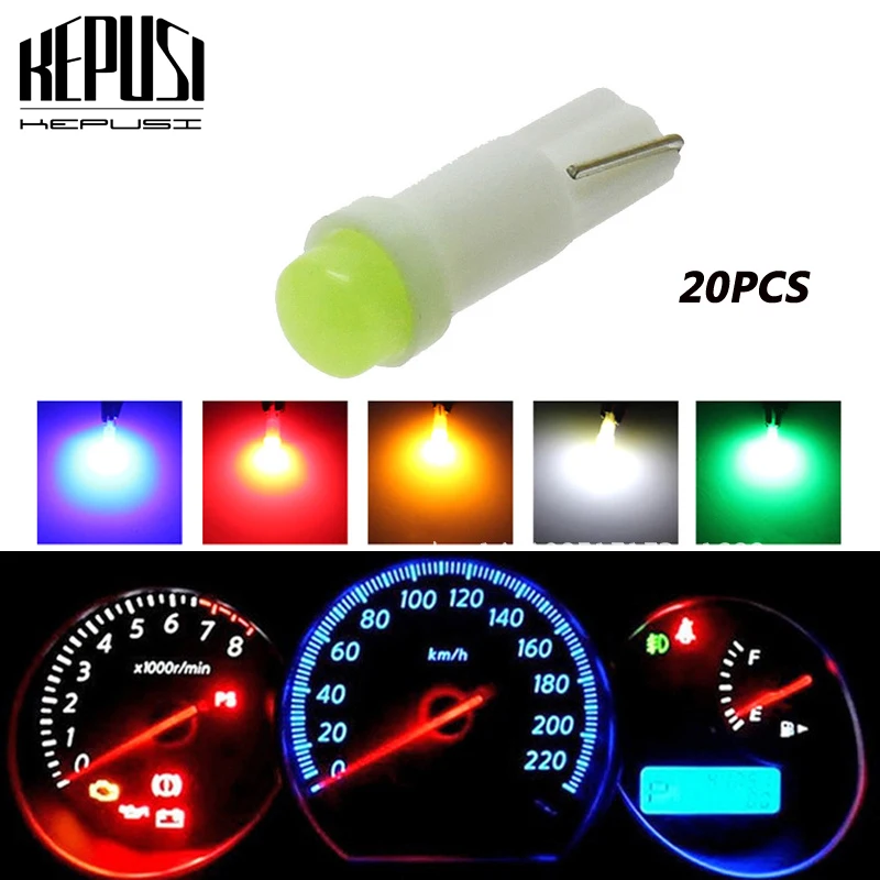 

20 Pcs T5 LED Car Dashboard Light Instrument Bulb Door Wedge Gauge Reading Lamp Bulb Car Styling White Blue Red Automobile