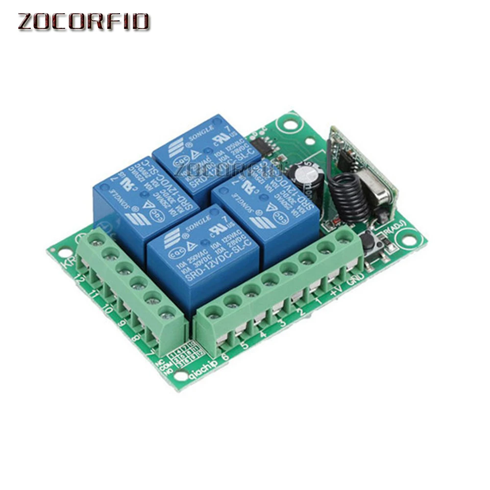 433 МГц Универсальный беспроводной пульт дистанционного управления DC 12 В 4 CH RF