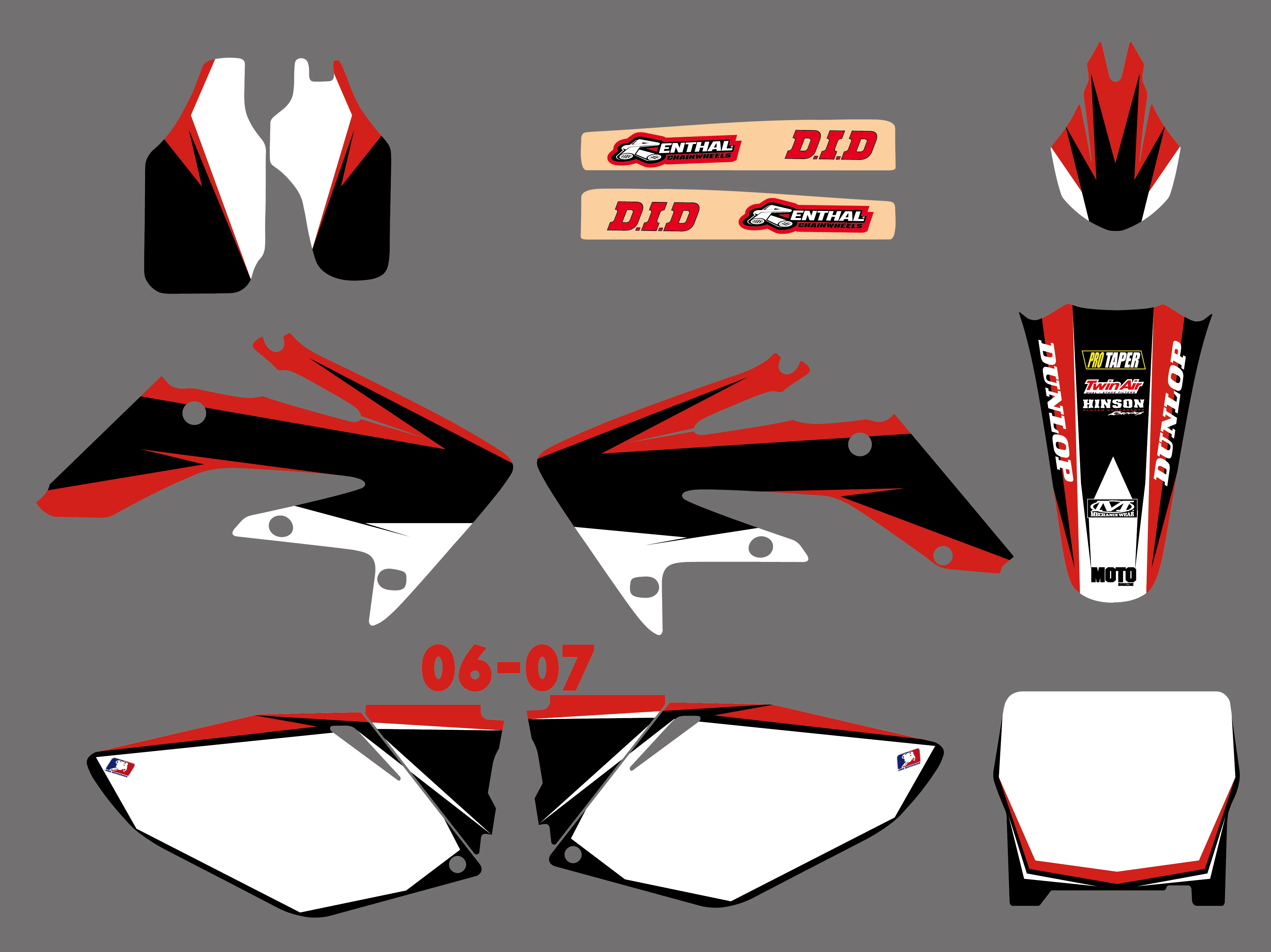 

NICECNC Motorcycle Team Graphic Background Decal And Sticker Kit For Honda CRF250R CRF250 CRF 250R 250 CRF 250 R 2006 2007