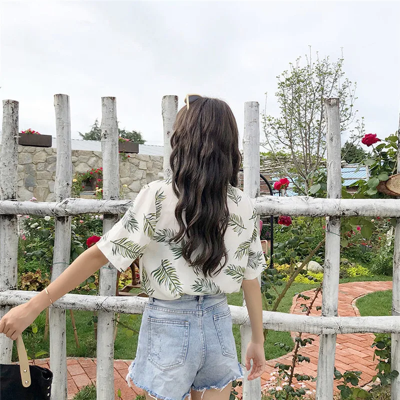

Meihuida Chiffon Womens Casual Blouses Hawaiian Bohe Fashion Floral Short Sleeve Shirts Ladies Summer Loose Shirts