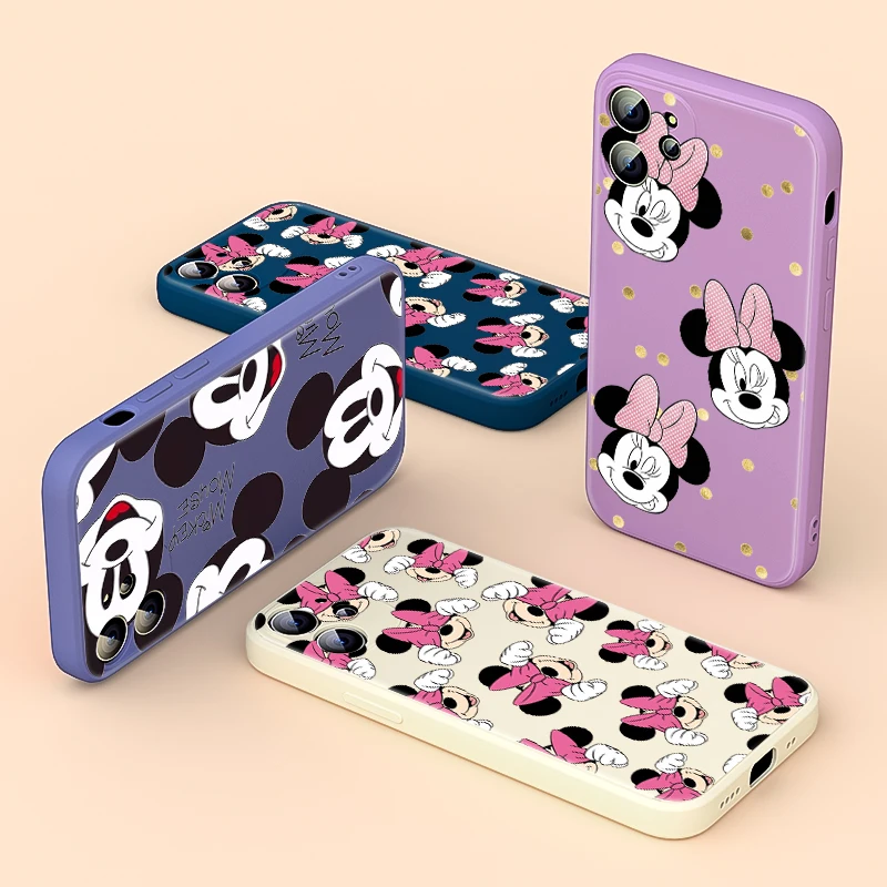 Мягкий чехол из жидкого силикона с бантом Минни Маус для Apple IPhone 13 12 Mini 11 Pro XS MAX XR X 8