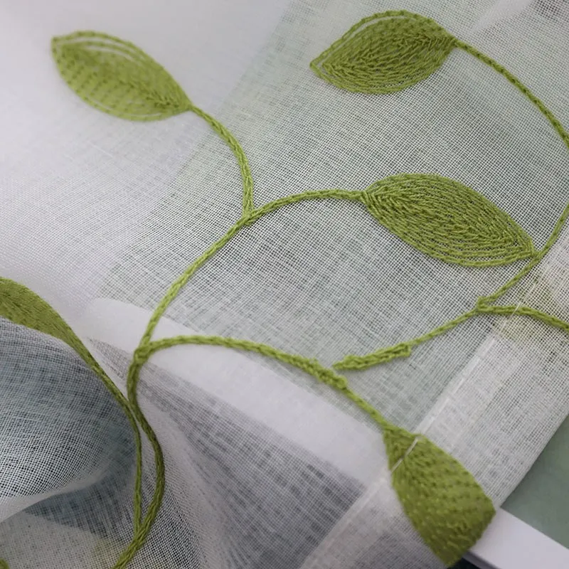 Зеленые полузатемняющие шторы s для спальни тюлевые занавески с вышитыми